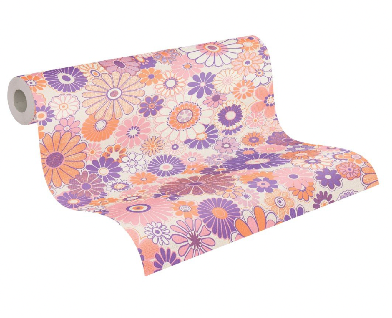 Retro tapet m. blomster lilla