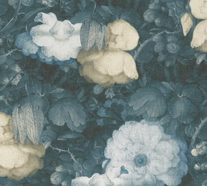 Living walls Blomstret tapet M/ blå bund