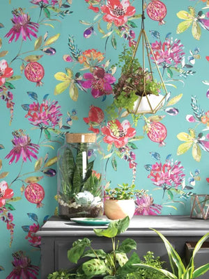 Puniza M/ grøn bund og blomster