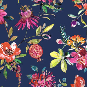 Puniza M/ blå bund og blomster
