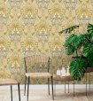 Tapet M/ Zebra, Blomster Og okker/gul bund