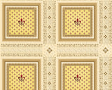 Stiltapet med rammer M/ beige med guld, brunt og bordeaux mønster
