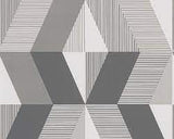 tapet i geometriske stil m. farverne grå og hvid