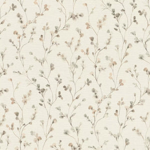 Beige tapet m/grene og flere farvet blomster