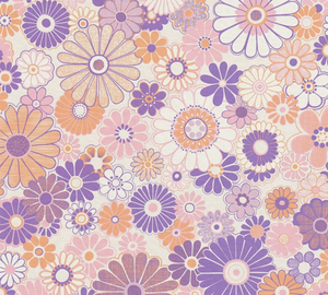 Retro tapet m. blomster lilla
