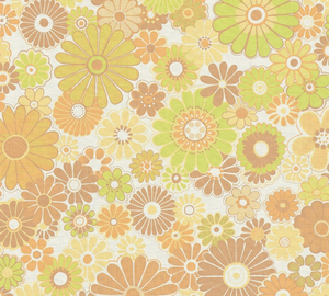 Retro tapet m. grønne og gule blomster