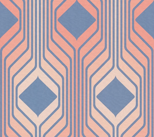 Retro tapet i blå og orange farver