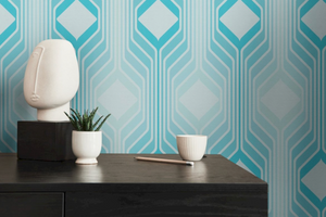 Retro tapet i turkis og lyseblå