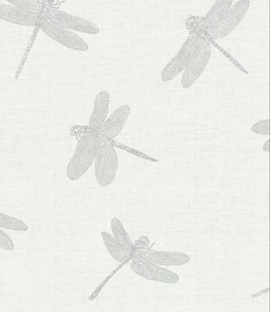 Tapet med guldsmede med lysegrå bund.