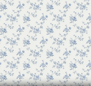 Blomster Tapet i hvid og blå