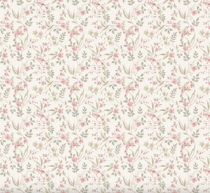 Tapet med små blomster og fugle