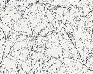tapet med bare grene og hvid bund