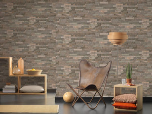 tapet med smalle sten i look lys brun