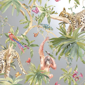 samroze M/ metalisk grå bund og jungle dyr