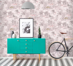 Mayang M/ lyserød bund og vilde dyr