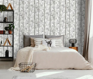 Grizedale egetræer og egern M/ lysegrå bund og grå blade