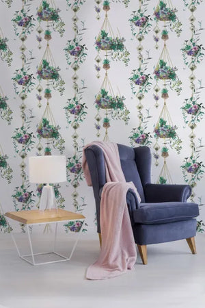 Botany M/ hvid bund og blomster