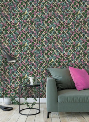 Brassica sort bund M/ fugle og blomster