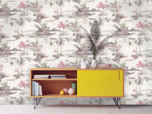 Horizon M/ lyserøde og grå øer og lysegrå bund