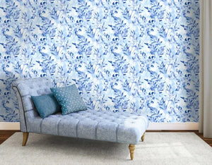 Cedar blad mønster M/ blå bund