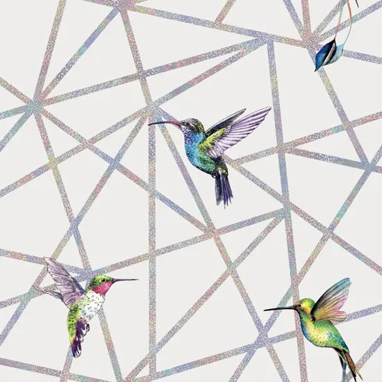 Amazilla med kolibri M/ hvid bund og glimmer