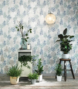 Whinfell M/ grøn og blå på lysegrå bund