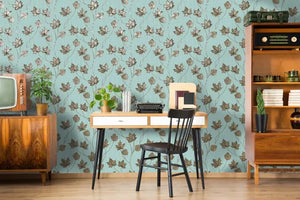 Holden tapet M/ grøn bund og guld blade