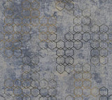 Sekskant mønstret tapet M/ metal grå farvet bund med guld sekskanter