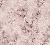Nyudsprunget træ tapet M/ Lyserød baggrund med glimmer med mønster i hvid og brun