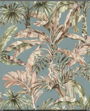 Palmelilje tapet m. grå/blå bund