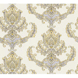 Stiltapet med damask design M/ creme og grå/guld mønster