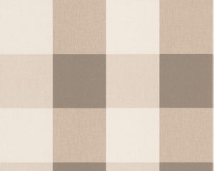 tapet med tern i brun og beige