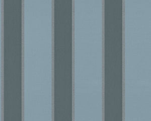 tapet m. blå og sølv striber