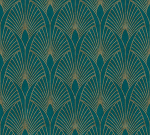 Guld mønsteret tapet M/ grøn bund