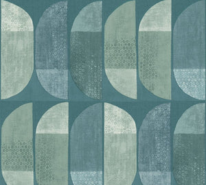 Halv oval cirkel tapet M/ Turkis blå