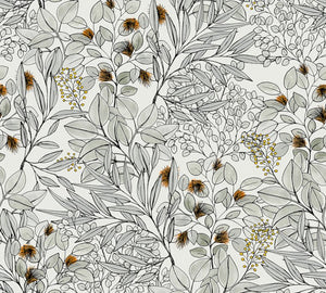 Blade tapet M/ lysegrå bund