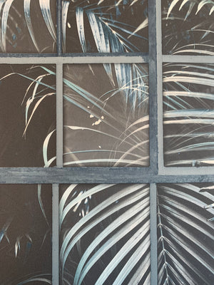 Living walls drivhus tapet M/ blå blade og sort bund