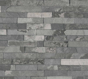 tapet med smalle sten i look grå blå