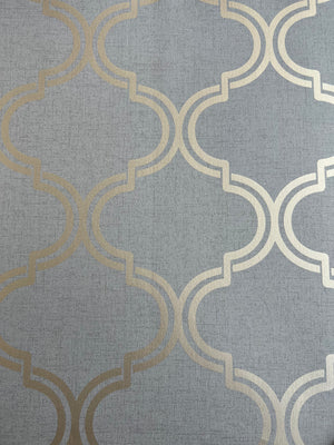 Glistening geo M/ grå bund og rosenguld mønster