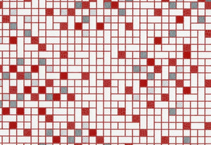 Tapet m. tern i hvid, rød og sølv