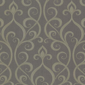 Stiltapet i damask design med guld og brun bund