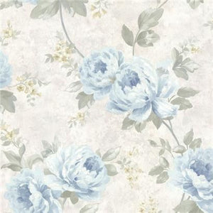 tapet m. blomster i blå