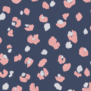 Tapet i blå bund M/ farverne rosa og grå som pensel strøg