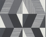 tapet i geometriske stil m. farverne sort, grå og hvid