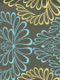 Tapet m. blomster i blå og gul