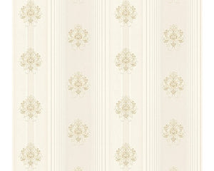 Stiltapet med damask design i creme