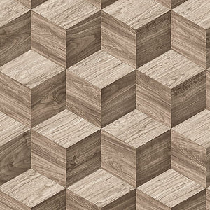 tapet m. 3D efekt i farven brun