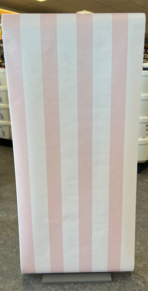 Tapet i farverne lyserød og hvid med striber