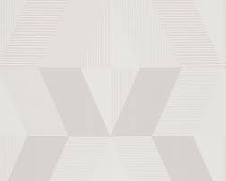 tapet i geometriske stil m. farverne creme og hvid