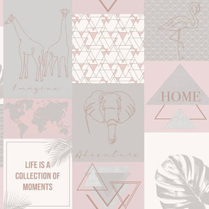 Tapet Adventure Pink Grey